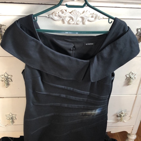 Le Chateau vintage black dress 3/4 length pleated waist XXL - Picture 2 of 7